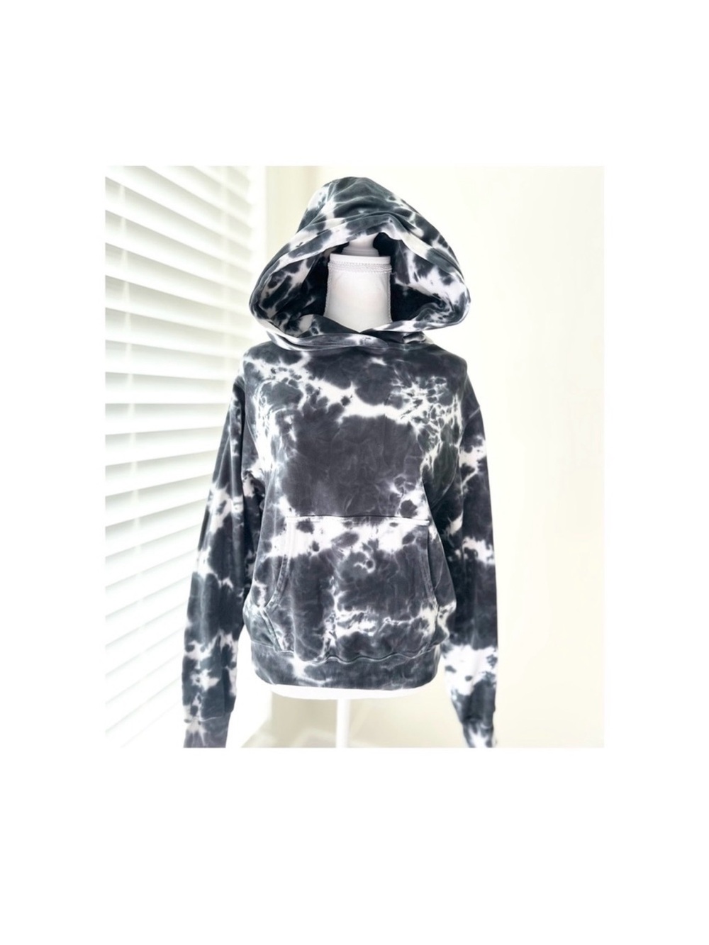 Brunette The Label Black & White Tie-Dye Hooded Sweatshirt
